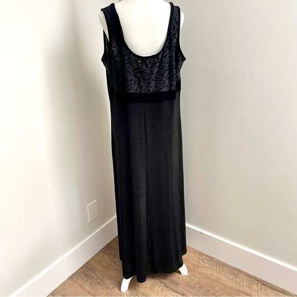 Vintage 90's Michel Antoni Velvet Burnout Sleeveless Maxi Sheath Dress Size 18 - Picture 3 of 6